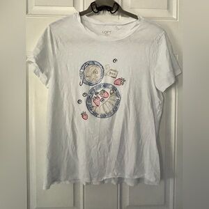 LOFT White Tee with Breakfast Graphic
